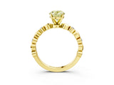 Yellow gold Fancy Yellow Oval  Solitaire Bezel-Set Diamond Ring with Beaded Band and Four-Prong Setting_35