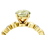 Yellow gold Fancy Yellow Oval  Solitaire Bezel-Set Diamond Ring with Beaded Band and Four-Prong Setting_36