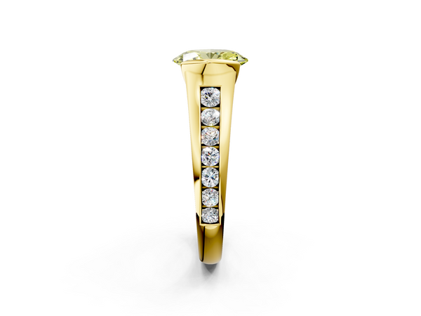 Yellow Gold Oval Half Bezel Engagement Ring Setting for Fancy Yellow Center