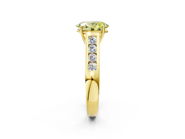 Yellow gold Fancy Yellow Oval  Solitaire Channel-Set Diamond Engagement Ring with Four-Prong Setting