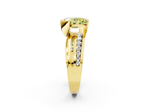 Yellow gold Fancy Yellow Oval  Solitaire Channel-Set Split Shank Ring with Tension Prong Setting