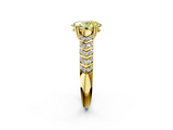 Yellow gold Fancy Yellow Oval  Solitaire Chevron Pave Diamond Engagement Ring with Six-Prong Setting_5