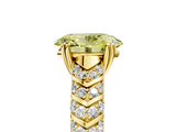 Yellow gold Fancy Yellow Oval  Solitaire Chevron Pave Diamond Engagement Ring with Six-Prong Setting_8