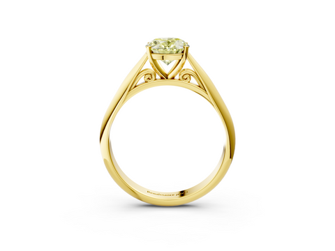 Yellow gold Fancy Yellow Oval  Solitaire Diamond Engagement Ring with Cathedral Setting and Four-Prong Mount on a Classic Band_55