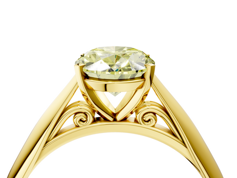 Yellow gold Fancy Yellow Oval  Solitaire Diamond Engagement Ring with Cathedral Setting and Four-Prong Mount on a Classic Band_56