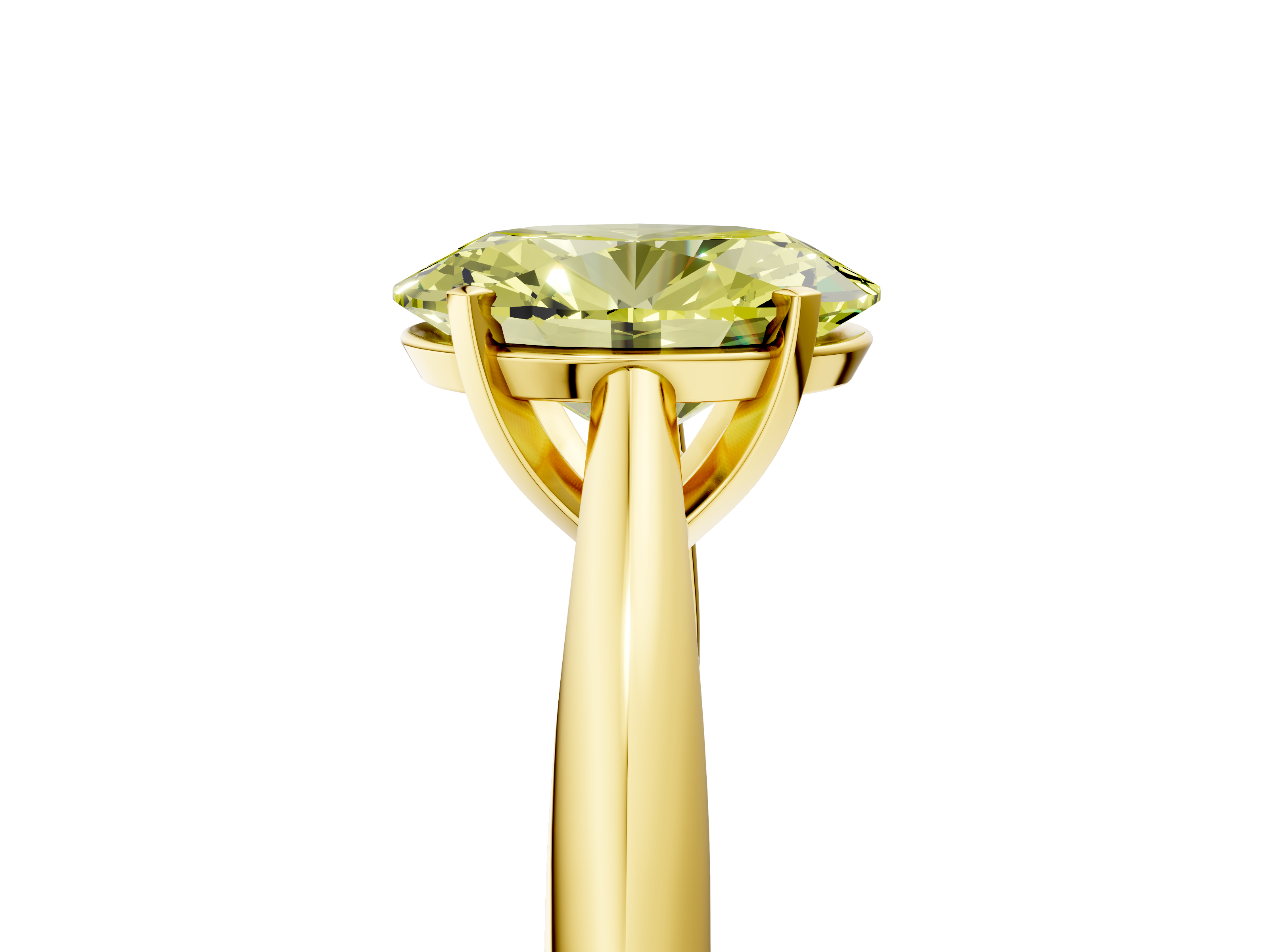 Yellow gold Fancy Yellow Oval  Solitaire Diamond Engagement Ring with Cathedral Setting and Four-Prong Mount on a Classic Band_57