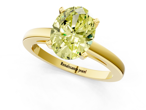 Yellow gold Fancy Yellow Oval  Solitaire Diamond Engagement Ring with Four-Prong Setting on a Classic Band_4
