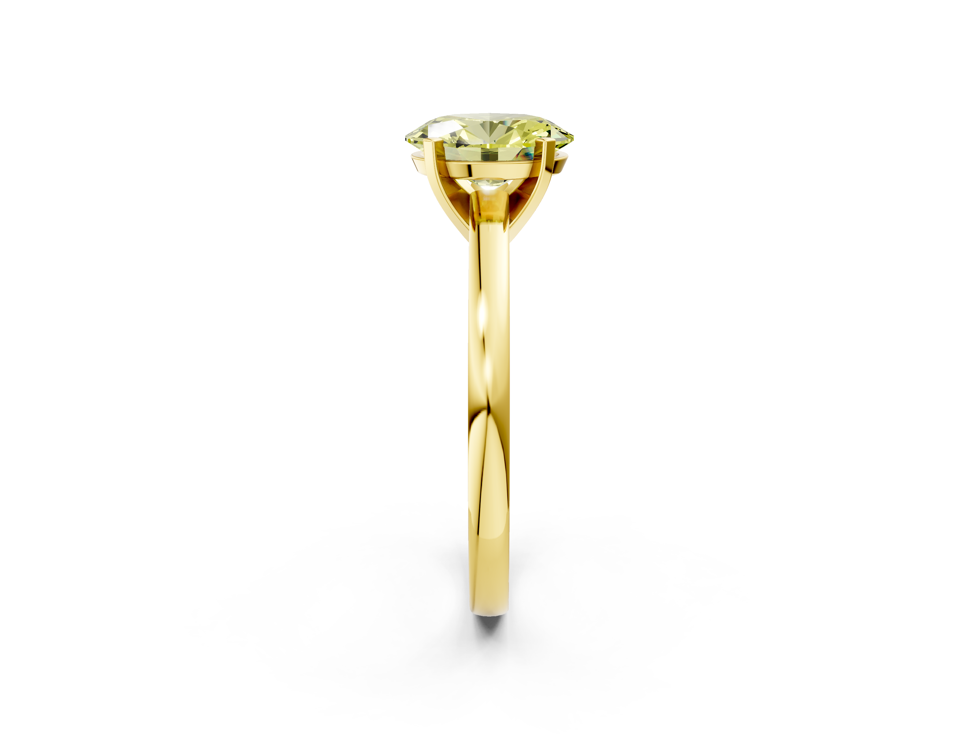 Yellow gold Fancy Yellow Oval  Solitaire Diamond Engagement Ring with Four-Prong Setting on a Classic Band_5