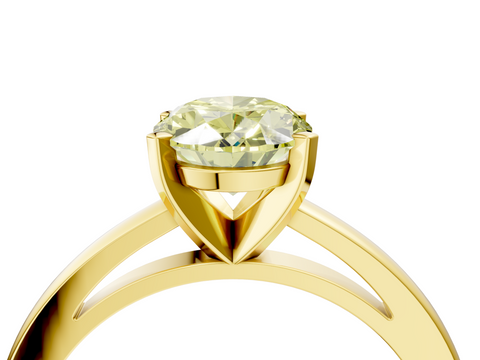 Yellow gold Fancy Yellow Oval  Solitaire Diamond Engagement Ring with Four-Prong Setting on a Classic Band_7