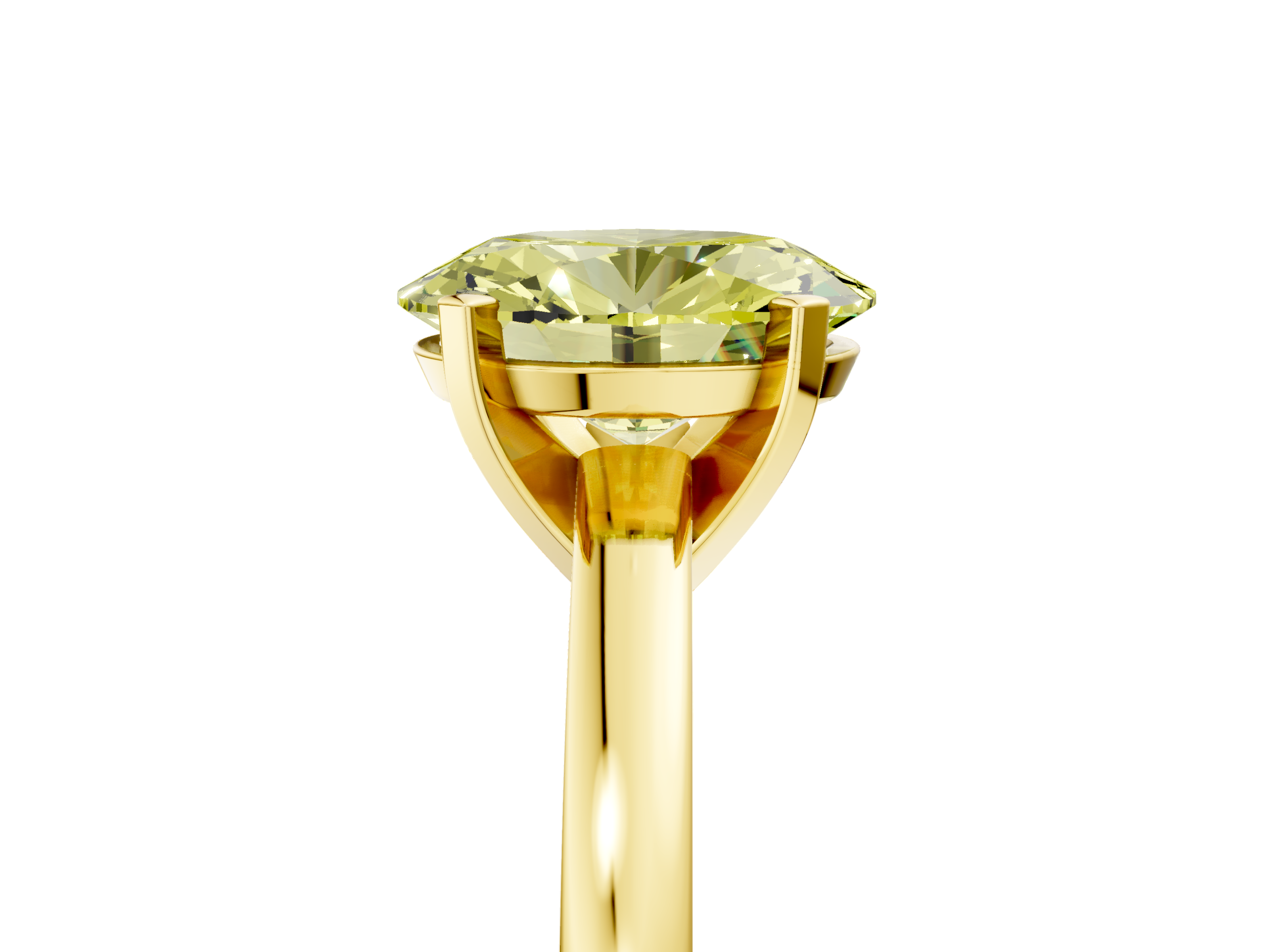 Yellow gold Fancy Yellow Oval  Solitaire Diamond Engagement Ring with Four-Prong Setting on a Classic Band_8