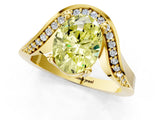 Yellow gold Fancy Yellow Oval  Solitaire Diamond Engagement Ring with Pave Band and Four-Prong Setting 2