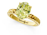 Yellow gold Fancy Yellow Oval  Solitaire Diamond Engagement Ring with XO Engraved Band and Four-Prong Setting 2