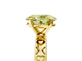 Yellow gold Fancy Yellow Oval  Solitaire Diamond Engagement Ring with XO Engraved Band and Four-Prong Setting