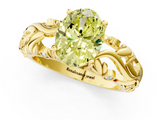 Yellow gold Fancy Yellow Oval  Solitaire Diamond Leaf Vine Band with Prong Setting_29