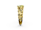 Yellow gold Fancy Yellow Oval  Solitaire Diamond Leaf Vine Band with Prong Setting_30