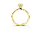 Yellow gold Fancy Yellow Oval  Solitaire Diamond Pavé Band with Four-Prong Setting_48