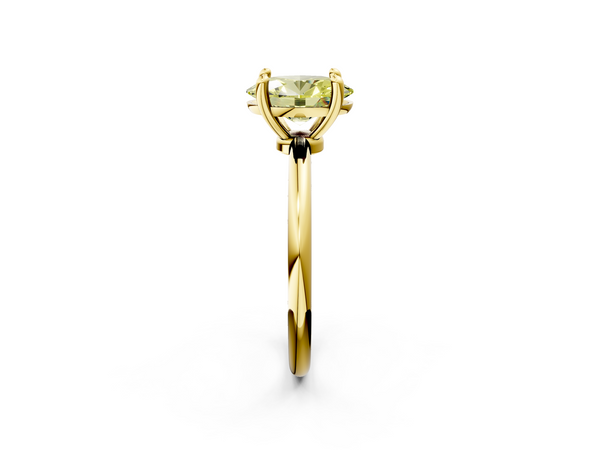 Yellow gold Fancy Yellow Oval  Solitaire Diamond Ring with 4-Prong Setting on a Classic Band