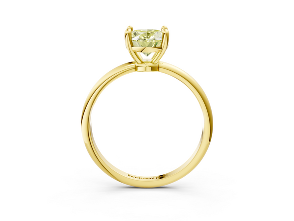 Yellow gold Fancy Yellow Oval  Solitaire Diamond Ring with 4-Prong Setting on a Classic Band