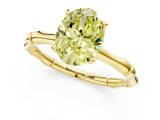 Yellow gold Fancy Yellow Oval  Solitaire Diamond Ring with Bamboo Band and Four-Prong Setting_52