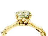 Yellow gold Fancy Yellow Oval  Solitaire Diamond Ring with Bamboo Band and Four-Prong Setting_55