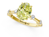 Yellow gold Fancy Yellow Oval  Solitaire Diamond Ring with Bezel Set Side Stones and Prong Setting_4