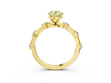 Yellow gold Fancy Yellow Oval  Solitaire Diamond Ring with Bezel Set Side Stones and Prong Setting_6