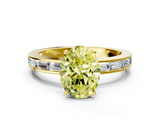 Yellow gold Fancy Yellow Oval  Solitaire Diamond Ring with Channel-Set Baguette Band and Four-Prong Setting_84