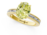 Yellow gold Fancy Yellow Oval  Solitaire Diamond Ring with Channel-Set Baguette Band and Four-Prong Setting_85