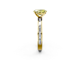 Yellow gold Fancy Yellow Oval  Solitaire Diamond Ring with Channel-Set Baguette Band and Four-Prong Setting_86