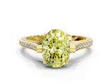 Yellow gold Fancy Yellow Oval  Solitaire Diamond Ring with Channel Set Band and Bezel Prong Setting_56