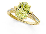 Yellow gold Fancy Yellow Oval  Solitaire Diamond Ring with Channel Set Band and Bezel Prong Setting_57