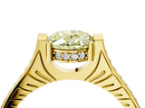 Yellow gold Fancy Yellow Oval  Solitaire Diamond Ring with Channel Set Band and Bezel Prong Setting_60