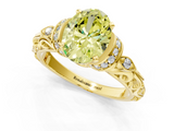 Yellow gold Fancy Yellow Oval  Solitaire Diamond Ring with Filigree Band and Four-Prong Setting_46