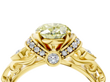 Yellow gold Fancy Yellow Oval  Solitaire Diamond Ring with Filigree Band and Four-Prong Setting_50