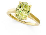 Yellow gold Fancy Yellow Oval  Solitaire Diamond Ring with Four-Prong Setting and Tapered Band 1