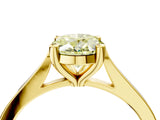 Yellow gold Fancy Yellow Oval  Solitaire Diamond Ring with Four-Prong Setting and Tapered Band 4