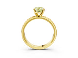 Yellow gold Fancy Yellow Oval  Solitaire Diamond Ring with Milgrain and Black Enamel X Pattern Band_189