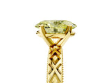 Yellow gold Fancy Yellow Oval  Solitaire Diamond Ring with Milgrain and Black Enamel X Pattern Band_191