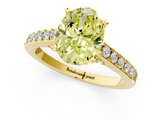 Yellow gold Fancy Yellow Oval  Solitaire Diamond Ring with Pavé Band and Four-Prong Setting_82
