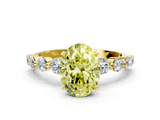 Yellow gold Fancy Yellow Oval  Solitaire Diamond Ring with Pave Band and Four-Prong Setting_262