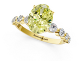 Yellow gold Fancy Yellow Oval  Solitaire Diamond Ring with Pave Band and Four-Prong Setting_263
