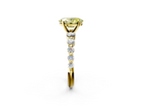 Yellow gold Fancy Yellow Oval  Solitaire Diamond Ring with Pave Band and Four-Prong Setting_264