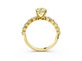 Yellow gold Fancy Yellow Oval  Solitaire Diamond Ring with Pave Band and Four-Prong Setting_265