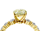Yellow gold Fancy Yellow Oval  Solitaire Diamond Ring with Pave Band and Four-Prong Setting_266