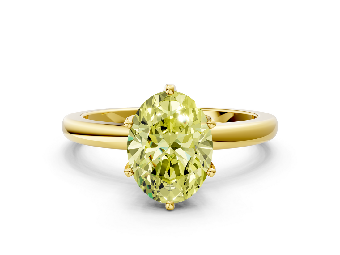 Yellow gold Fancy Yellow Oval  Solitaire Diamond Ring with Six-Prong Setting on a Classic Band_3