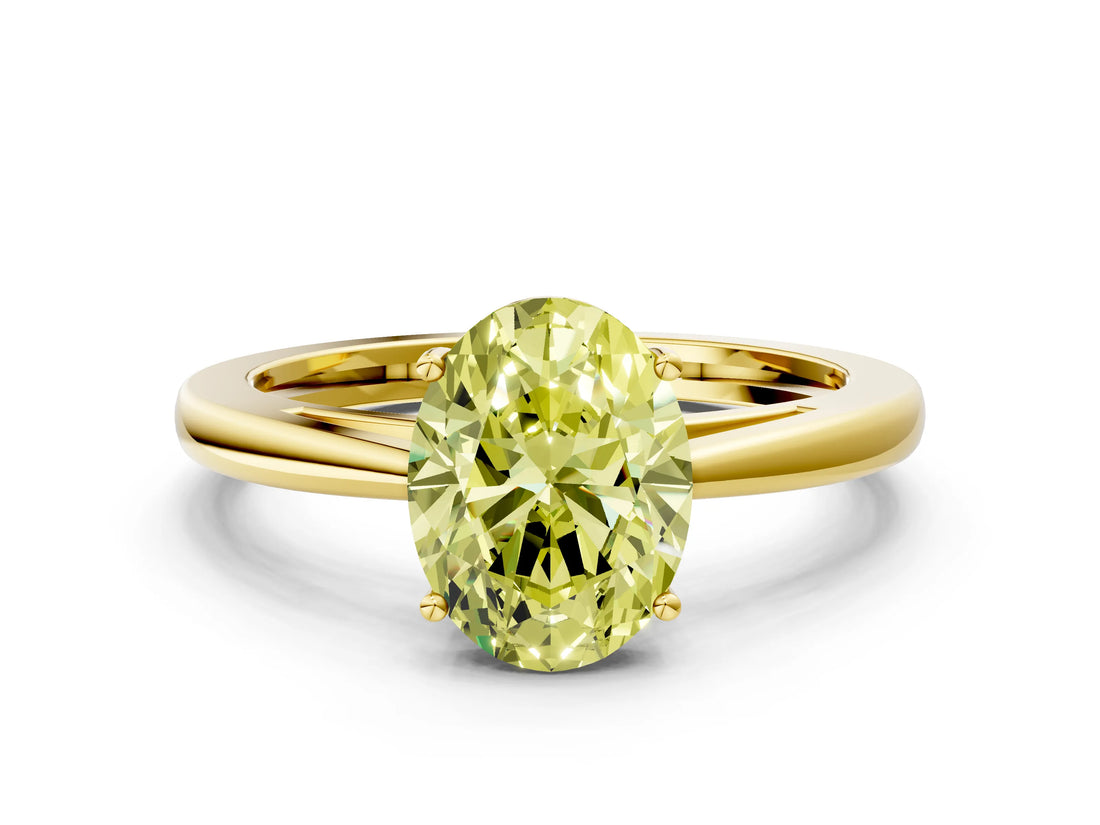 Yellow gold Fancy Yellow Oval  Solitaire Diamond Ring with Split Shank and Four-Prong Setting_12