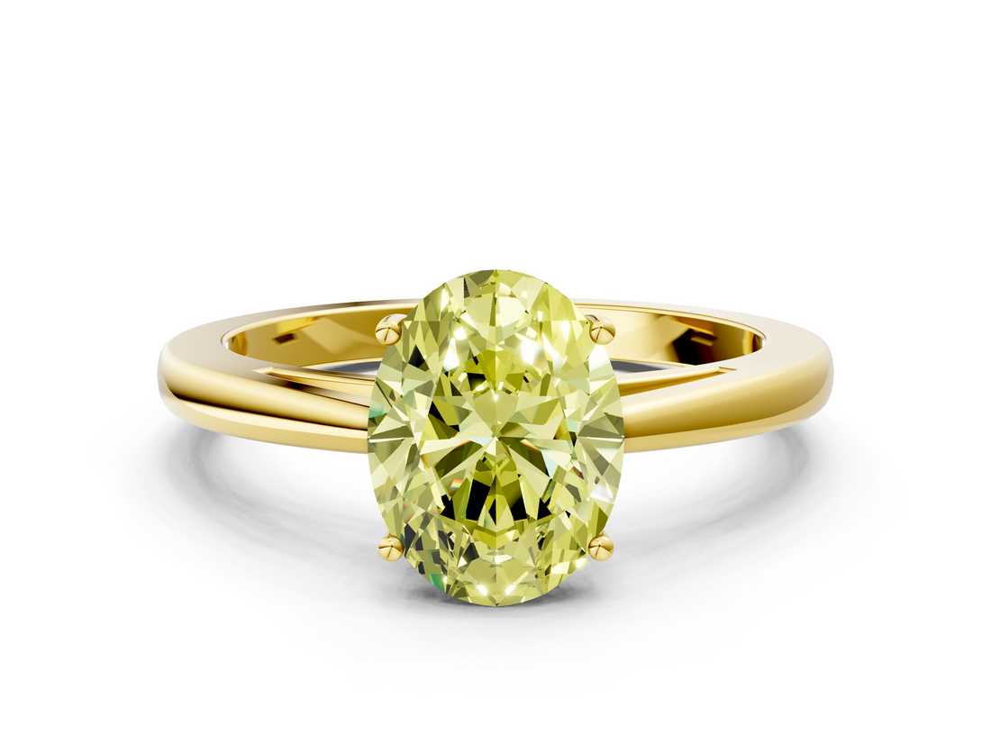 Yellow gold Fancy Yellow Oval  Solitaire Diamond Ring with Split Shank and Four-Prong Setting_19