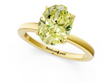 Yellow gold Fancy Yellow Oval  Solitaire Diamond Ring with Thin Band and Four-Prong Setting_4