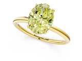 Yellow gold Fancy Yellow Oval  Solitaire Diamond Ring with a Classic Band and Four-Prong Setting 1