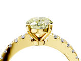 Yellow gold Fancy Yellow Oval  Solitaire Diamond with Pavé Band and Four-Prong Setting_67